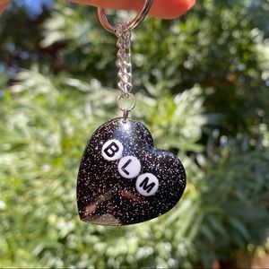 BLM Handmade Resin Heart Keychain